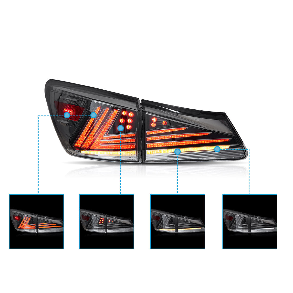 VLAND LED Tail Lights for 2006–2013 Lexus IS250 IS350 ISF IS300 220d 200d Canada