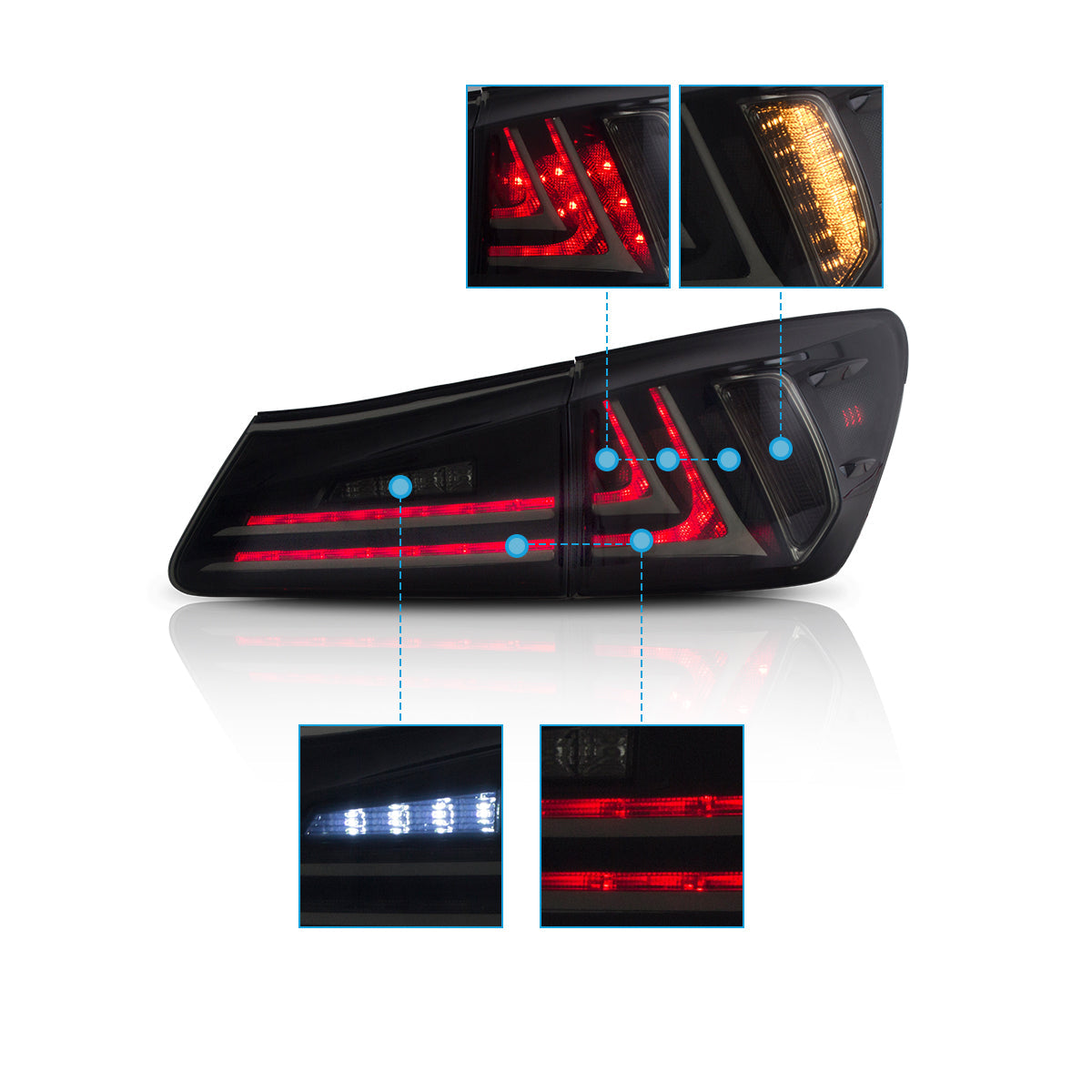 VLAND LED Tail Lights For 2006-2013 Lexus IS250 IS350 ISF IS200d IS220d(XE20) Canada