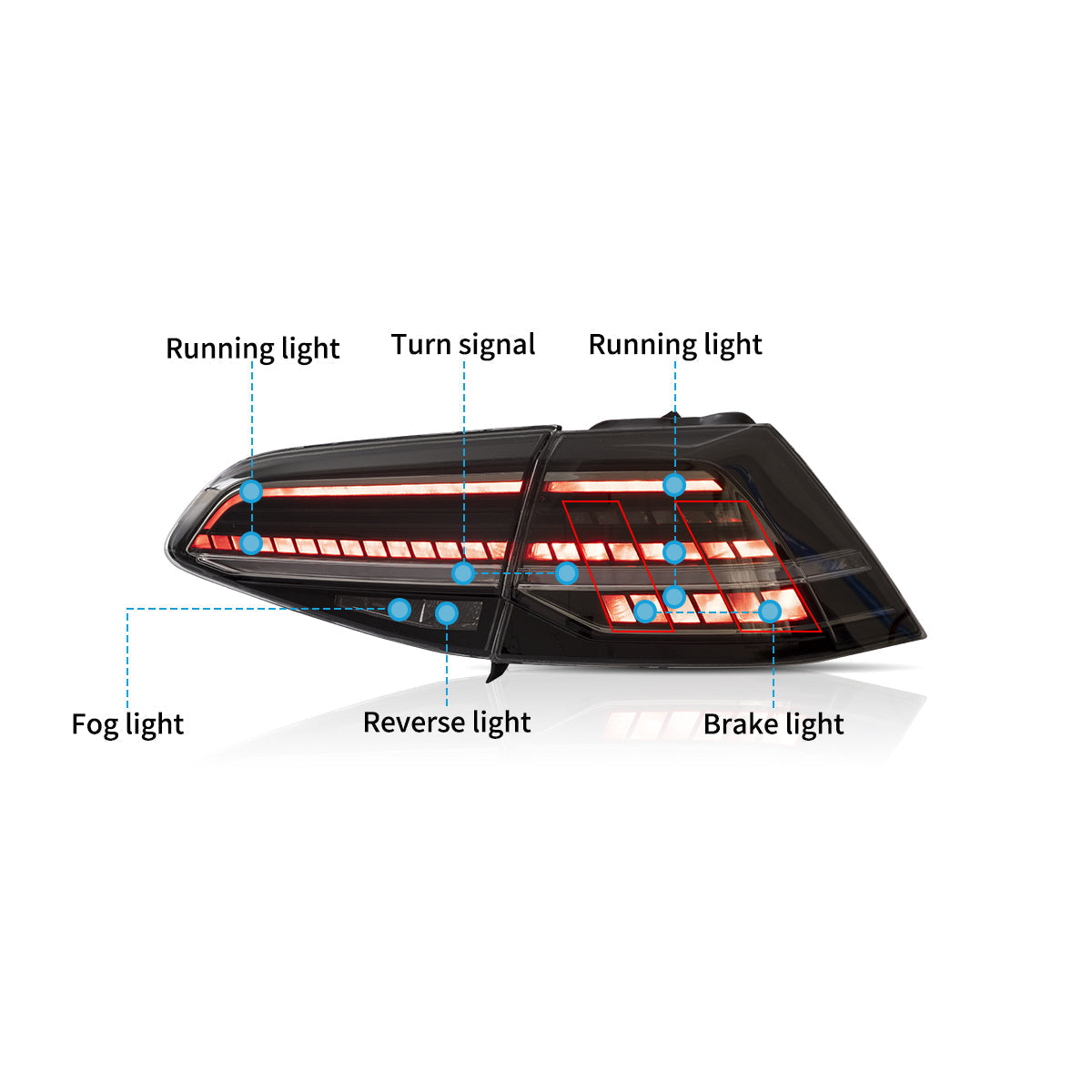 VLAND LED Tail Lights for 2013-2021 Volkswagen Golf MK7 & 7.5 Canada