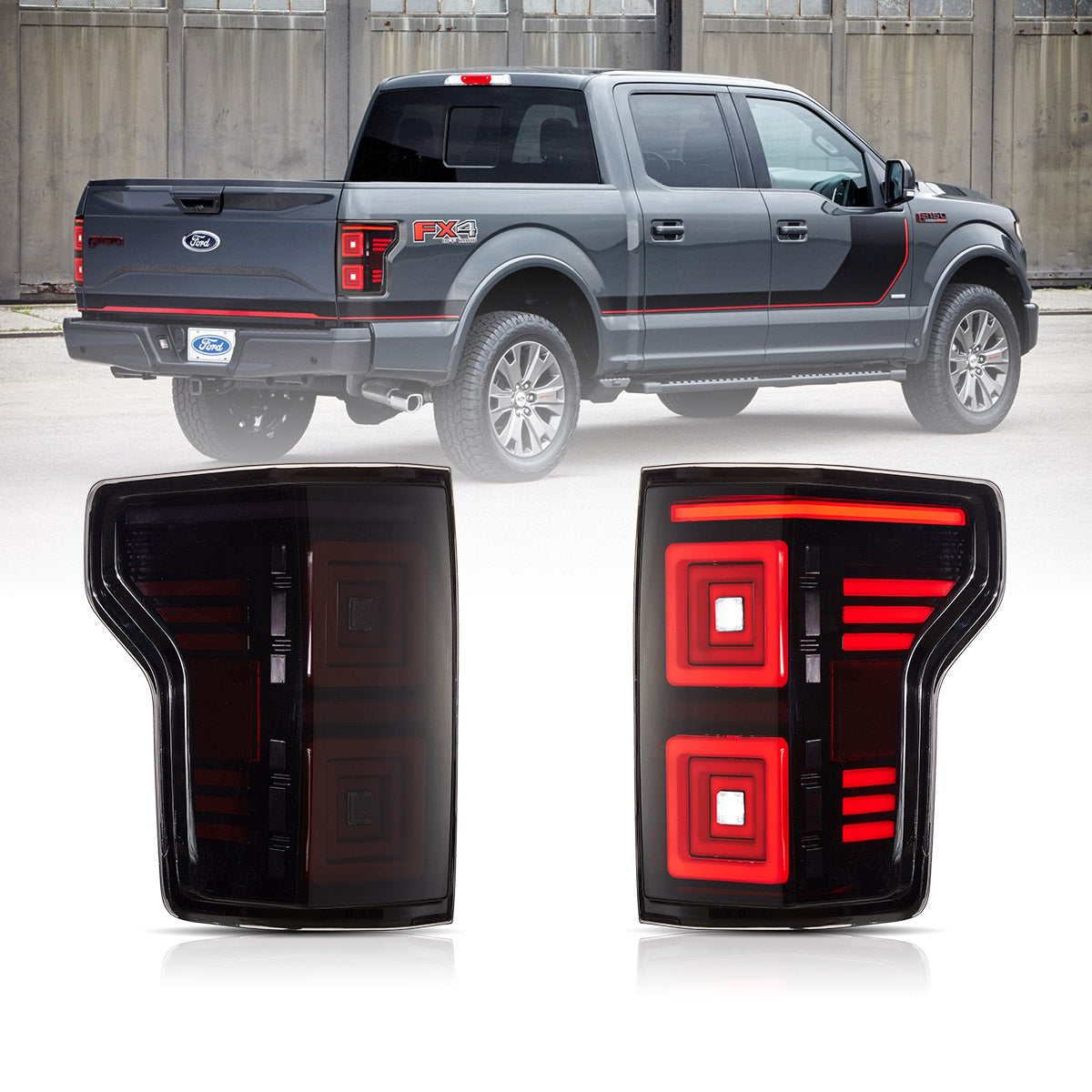 VLAND LED Dual Square Style Taillights For 2015-2020 Ford F150 13th Gen Canada