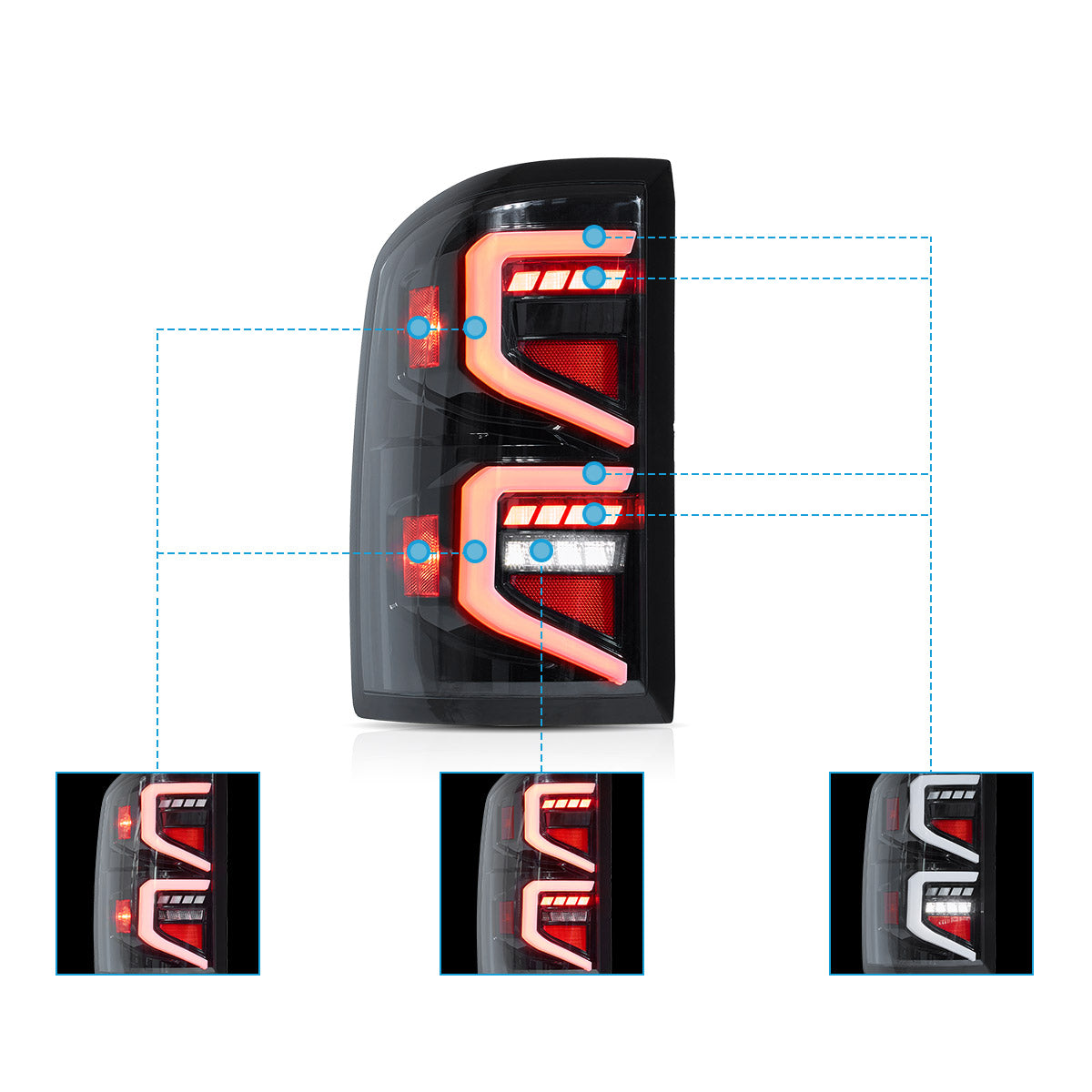 VLAND LED Tail lights For 2014-2018 GMC Sierra 1500 2500HD 3500HD
